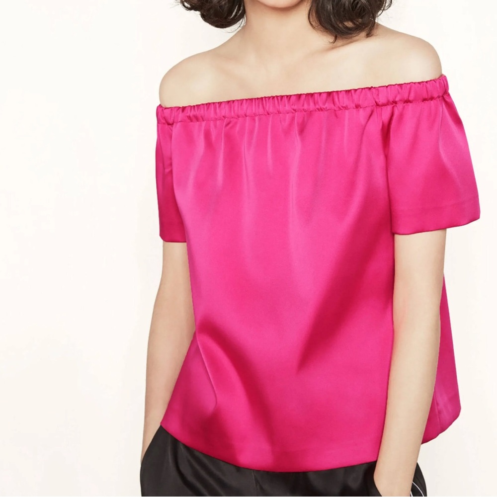 MAJE luny satin off the shoulder top nwt